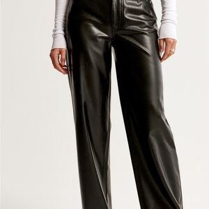 NWT Abercrombie The Loose Black Faux Leather Pants 14L
